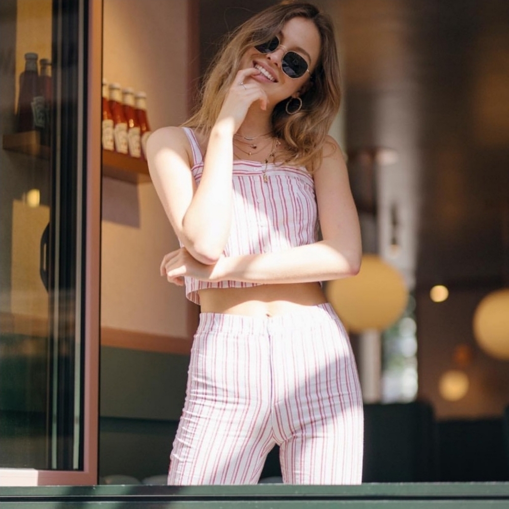 Brandy Melville "Astrid" Striped Crop Top